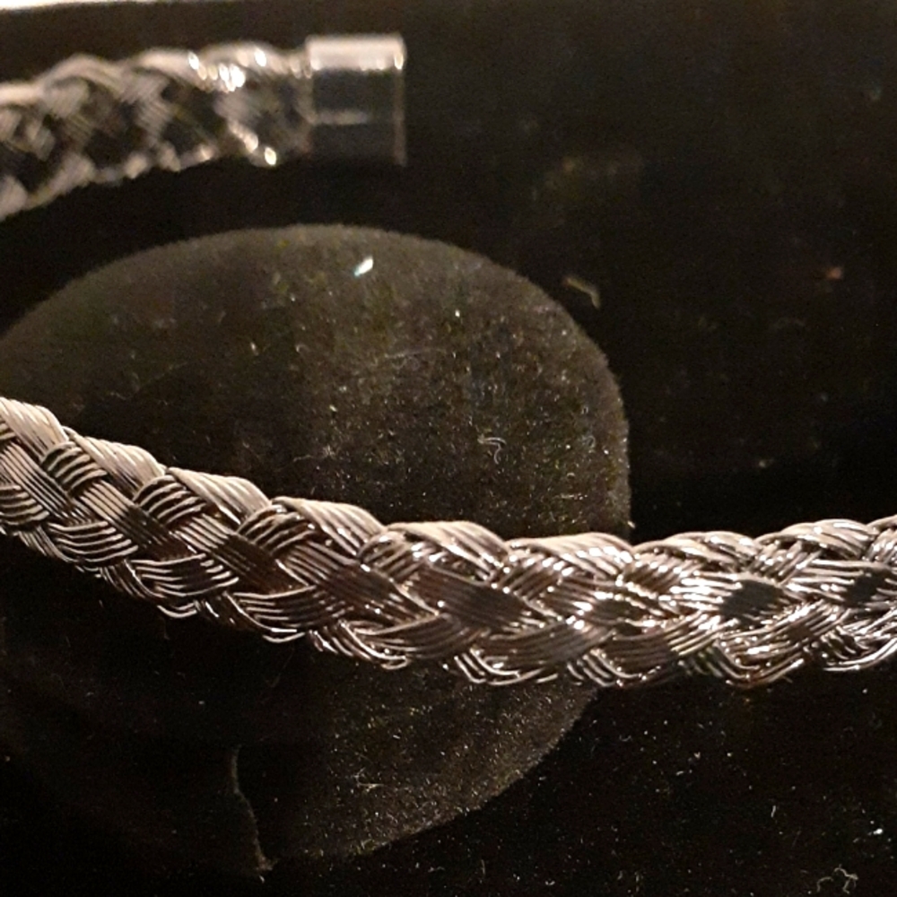 Black metal open cuff bracelet